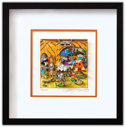 Charles Fazzino- 3D Construction Silkscreen Serigraph "Operation Bedrock (Orange)"