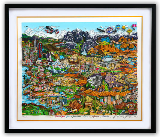 Charles Fazzino- 3D Construction Silkscreen Serigraph "O BEAUTIFUL FOR SPACIOUS SKIES, AMERICA, AMERICA (Orange)"