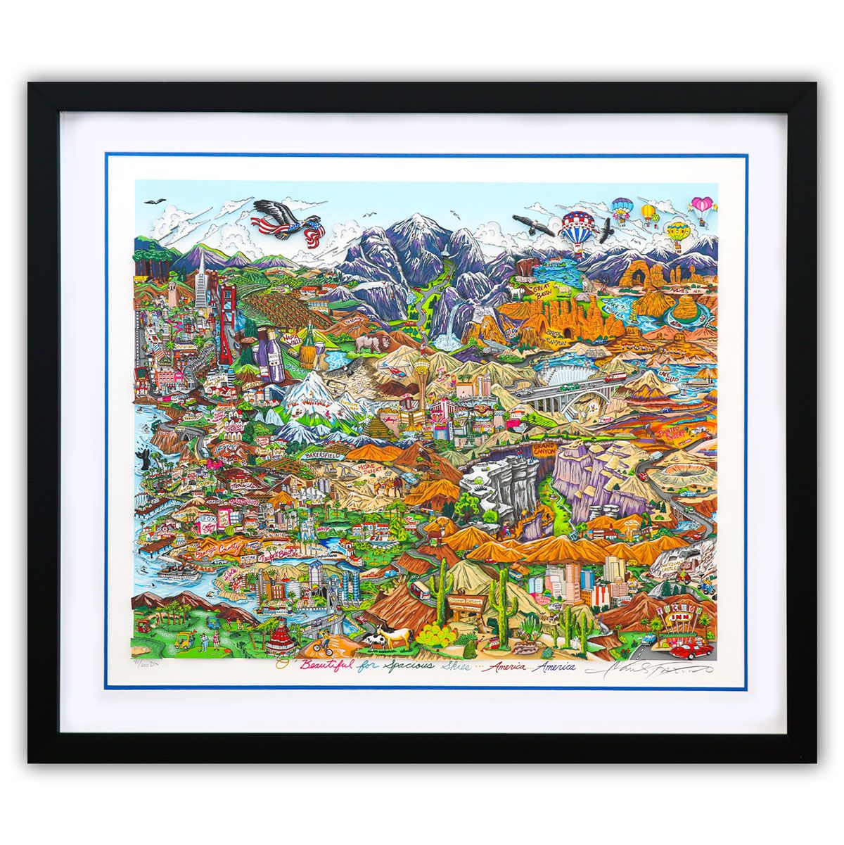 Charles Fazzino- 3D Construction Silkscreen Serigraph "O BEAUTIFUL FOR SPACIOUS SKIES, AMERICA, AMERICA"