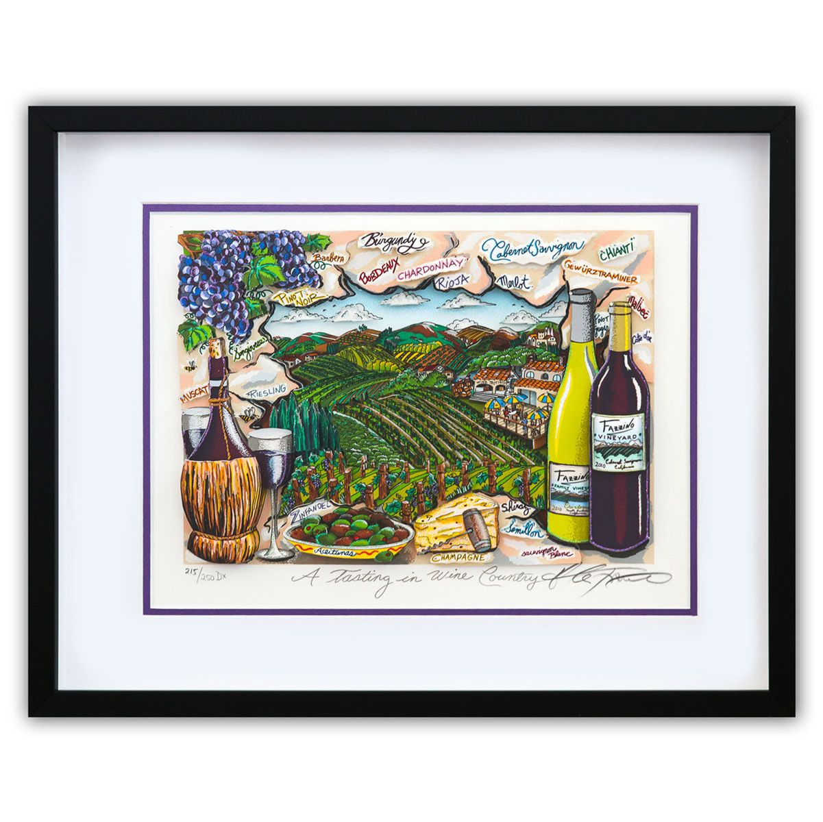 Charles Fazzino- 3D Construction Silkscreen Serigraph "A Tasting in Wine Country"