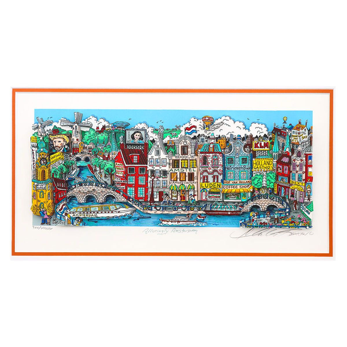 Charles Fazzino- 3D Construction Silkscreen Serigraph "Alluringly Amsterdam"