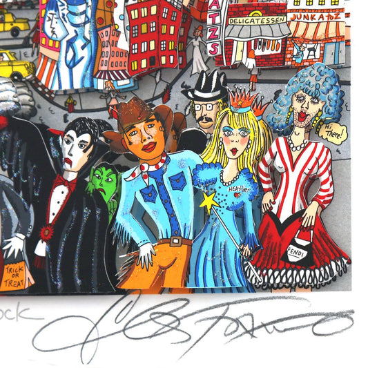 Charles Fazzino- 3D Construction Silkscreen Serigraph "Ghosts Good Times and Gridlock"