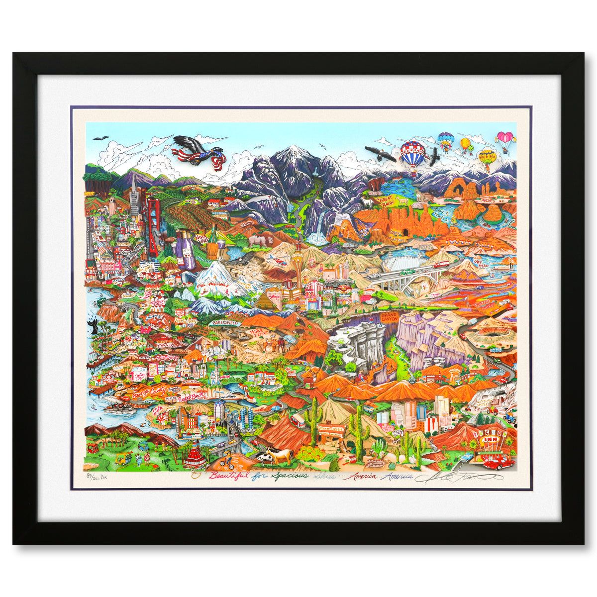 Charles Fazzino- 3D Construction Silkscreen Serigraph "O BEAUTIFUL FOR SPACIOUS SKIES"