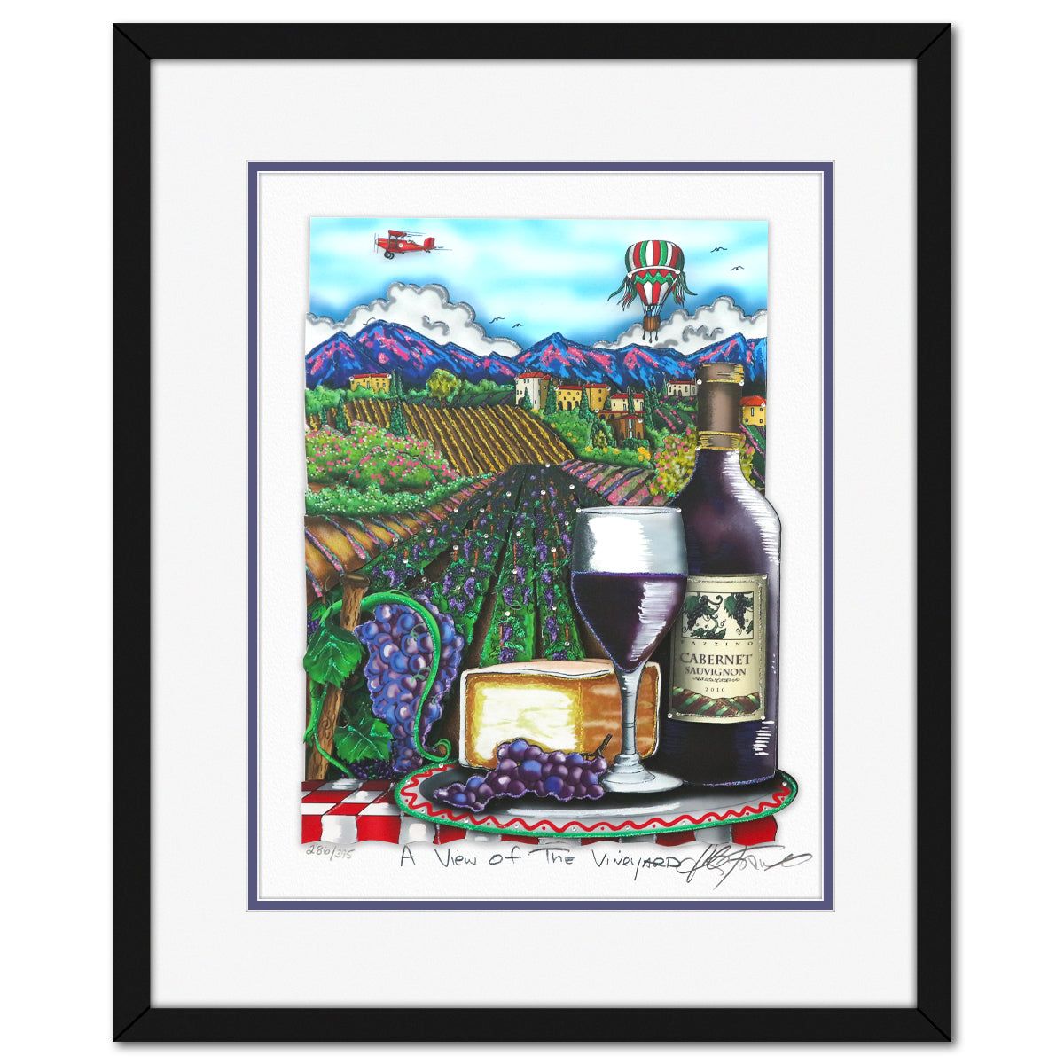 Charles Fazzino- 3D Construction Silkscreen Serigraph "A View of the Vineyard"