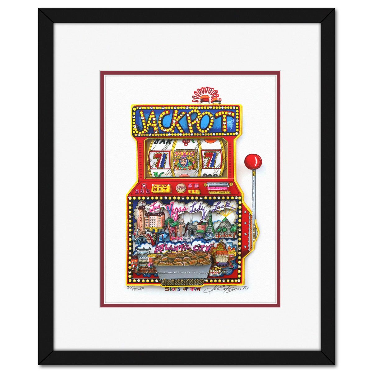 Charles Fazzino- 3D Construction Silkscreen Serigraph "Slots of Fun"