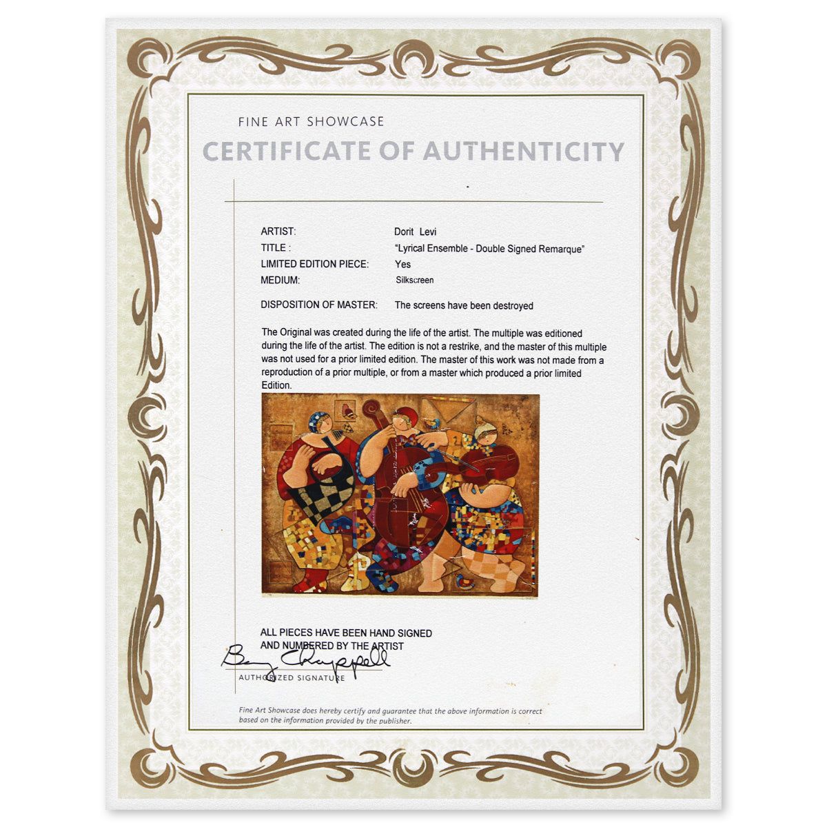 Dorit Levy- Limited Edition Silkcreen "Lyrical Ensemble - Double Signed Remaque"