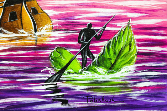 Eugene Poliarush- Original Oil on Canvas "Flower Ship To Heaven"