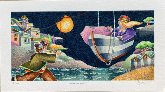 Francesco Nesi- Original Serigraph on Paper "SCENDI DA ME"