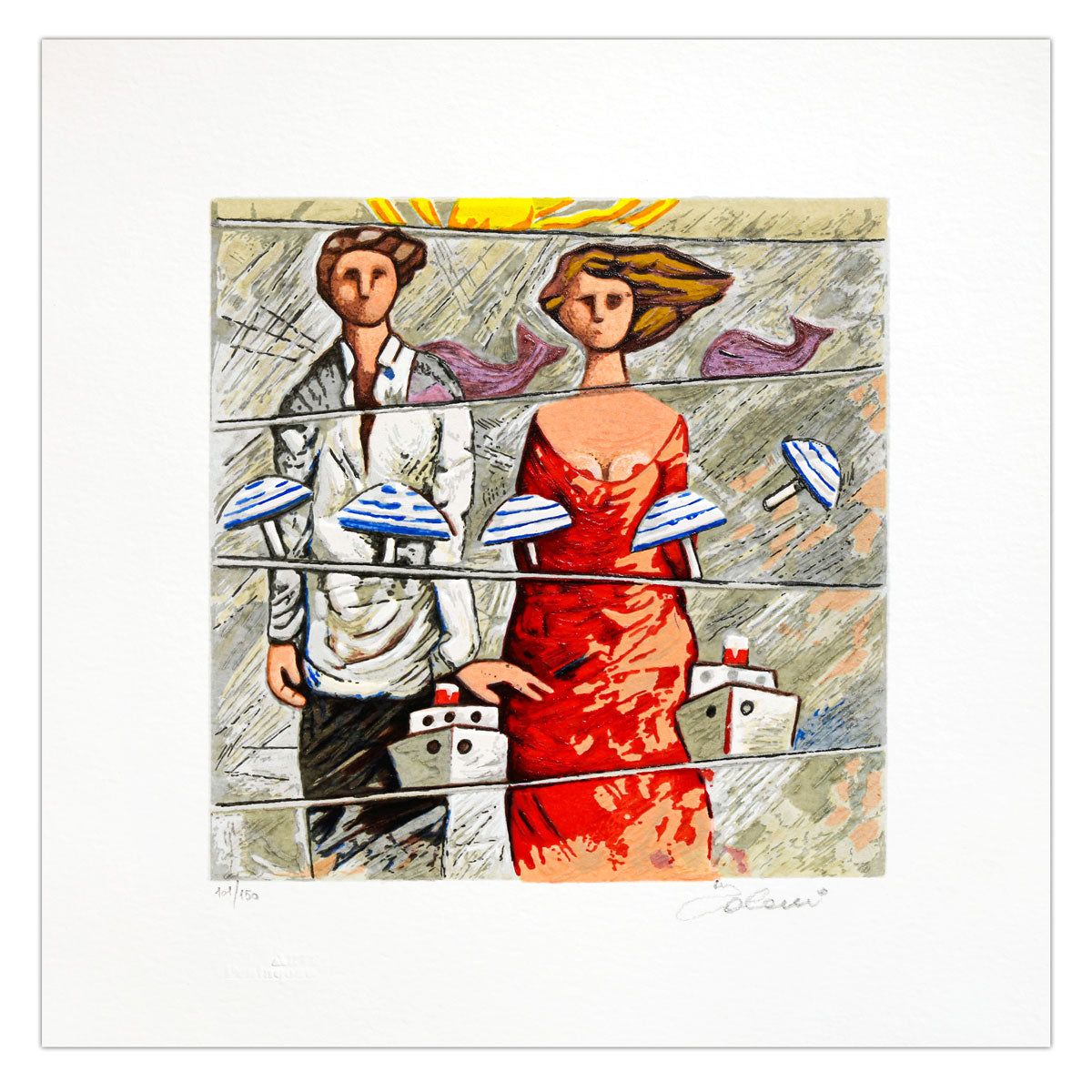 Giampaolo Talani- SIlkscreen on Paper "Rotte Traverse"