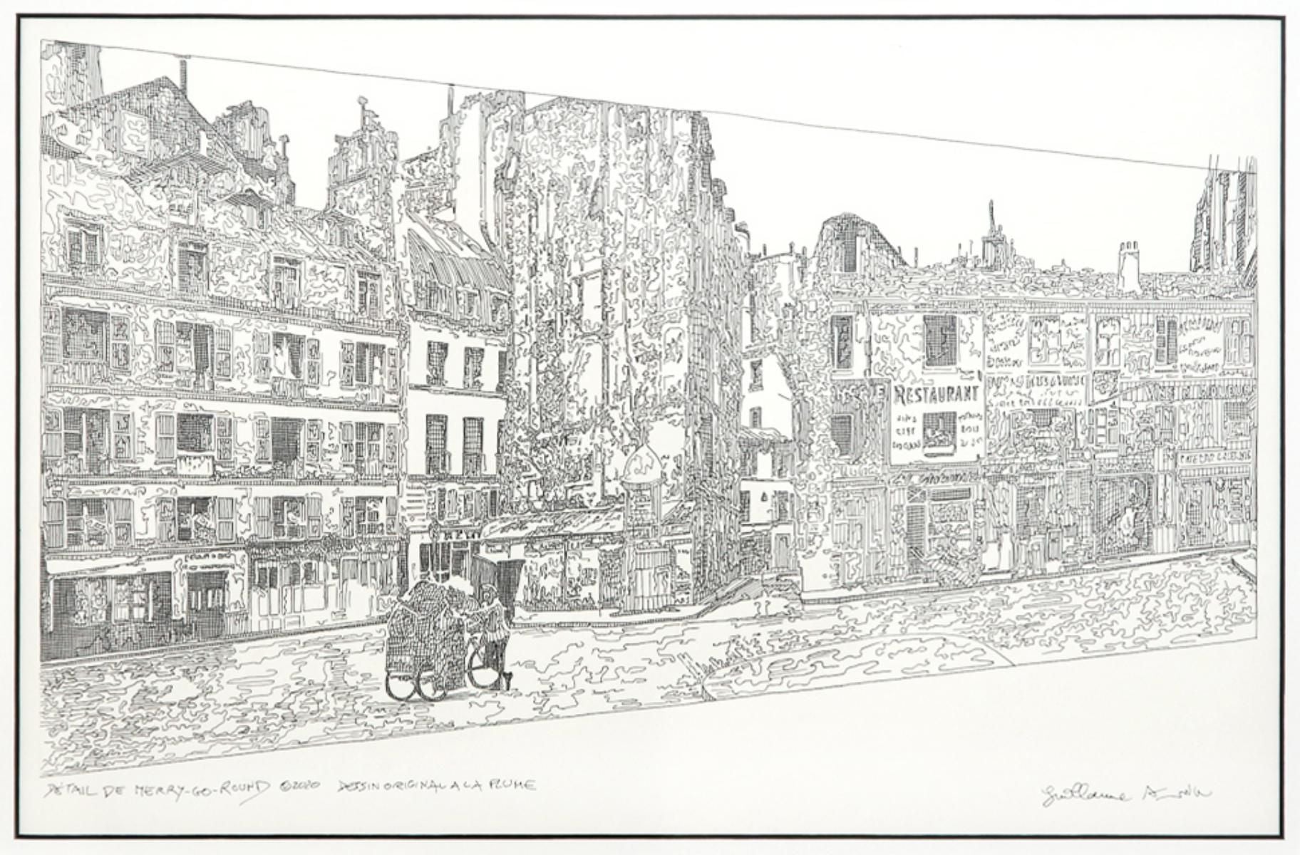 Guillaume Azoulay- Original Drawing on Paper "Maquette for the Merry-go-round edition"
