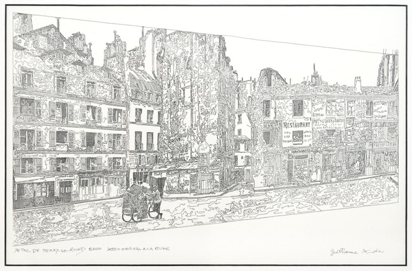 Guillaume Azoulay- Original Drawing on Paper "Maquette for the Merry-go-round edition"