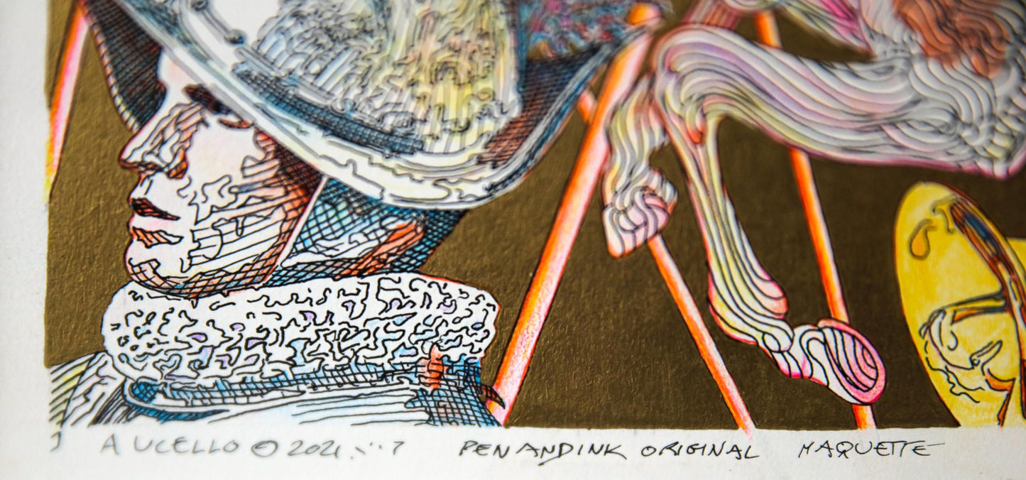 Guillaume Azoulay- Original Drawing on Paper "AUCELLO (Master for the Edition)"