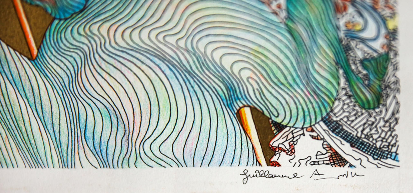 Guillaume Azoulay- Original Drawing on Paper "AUCELLO (Master for the Edition)"