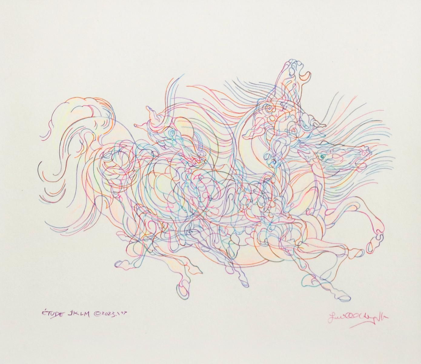 Guillaume Azoulay- Original Drawing in Color "E'tude JKLM"