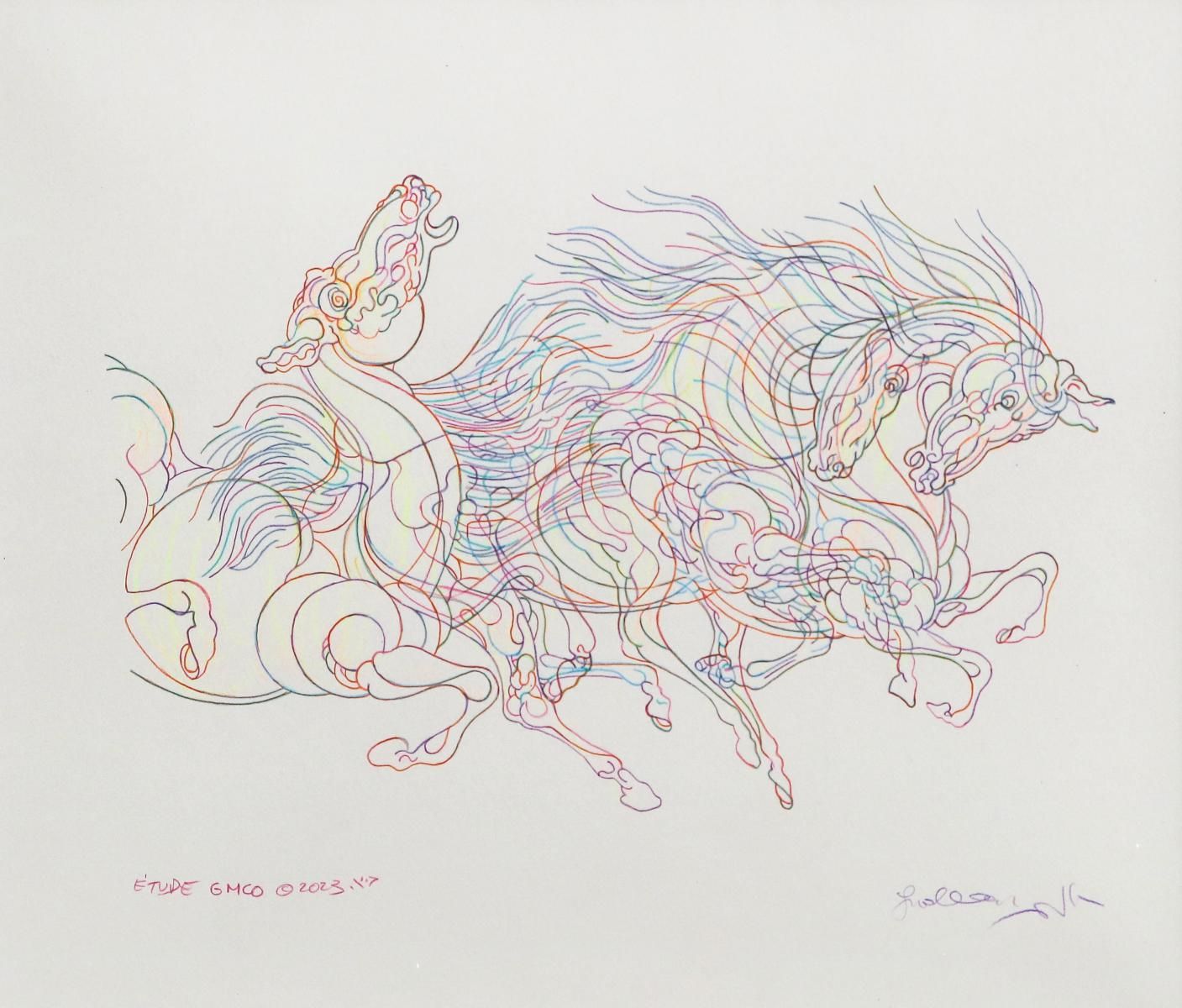 Guillaume Azoulay- Original Drawing in Color "E'tude GMCO"