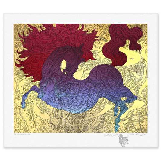 Guillaume Azoulay- Gold Leaf Serigraph "Le Cheval Ilustre"