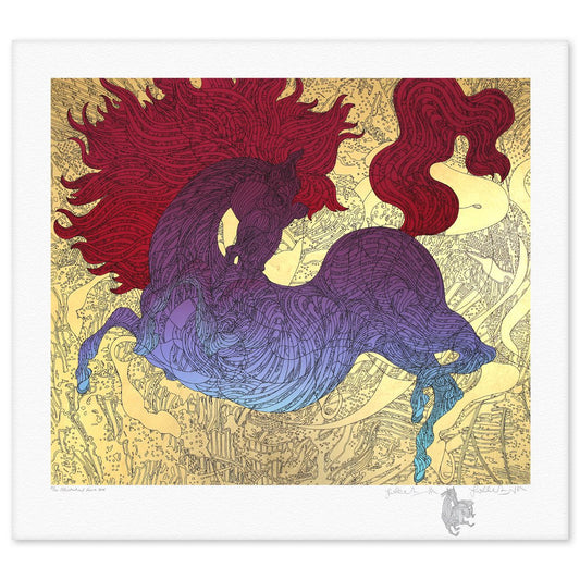 Guillaume Azoulay- Gold Leaf Serigraph "Le Cheval Ilustre"