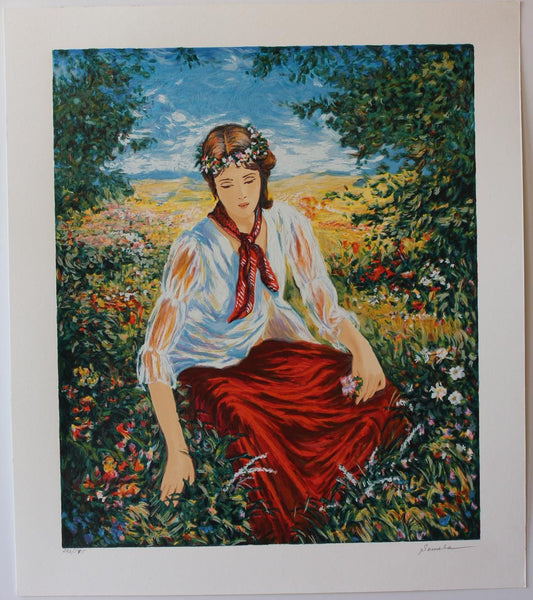 Igor Semeko- Original Serigraph on Paper "Peaceful Moments"