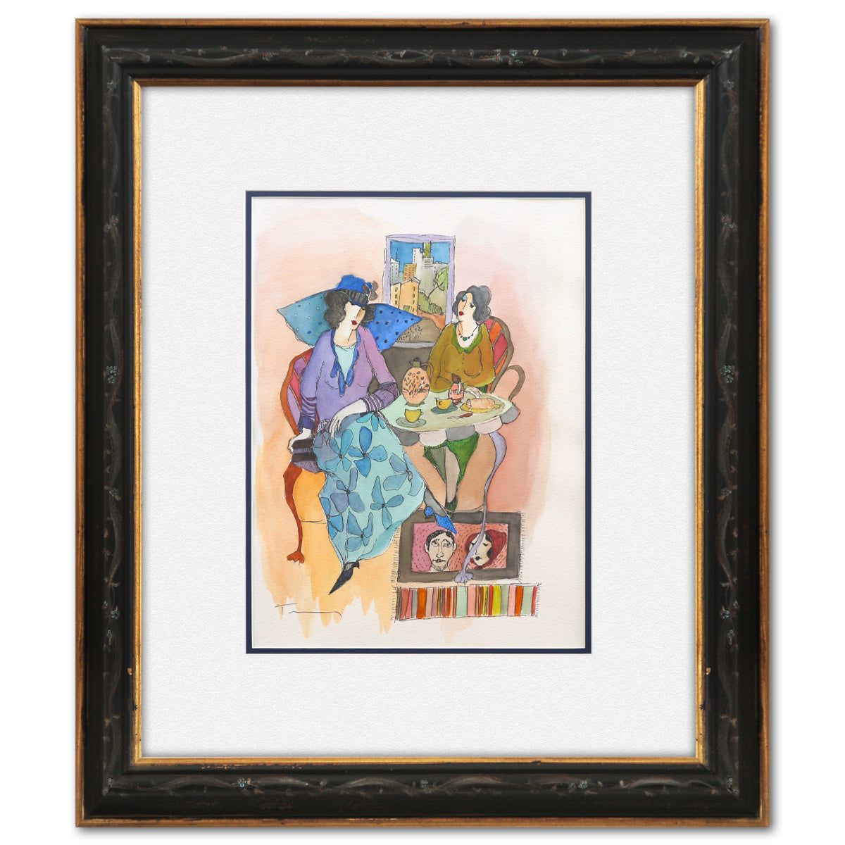 Itzchak Tarkay- "Indigo Chapeau#2"