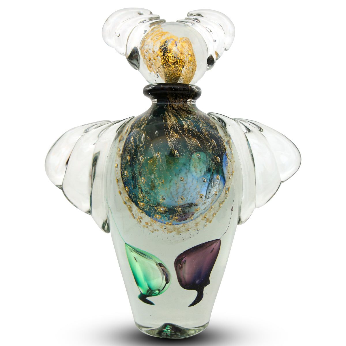 Jean-Claude Novaro- Handmade Glass "Angel Vase, Blue and Purple"