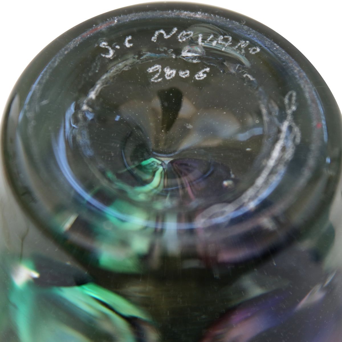 Jean-Claude Novaro- Handmade Glass "Angel Vase, Blue and Purple"