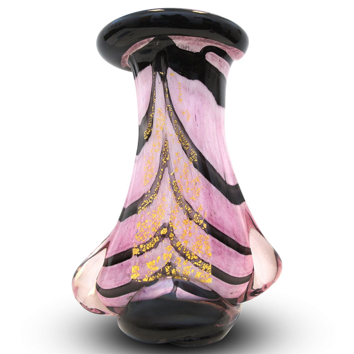 Jean-Claude Novaro- Handmade Glass "Striped Vase Pink and Black"