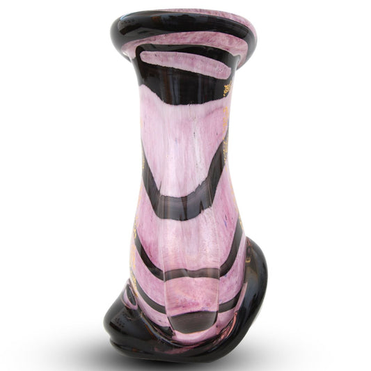 Jean-Claude Novaro- Handmade Glass "Striped Vase Pink and Black"