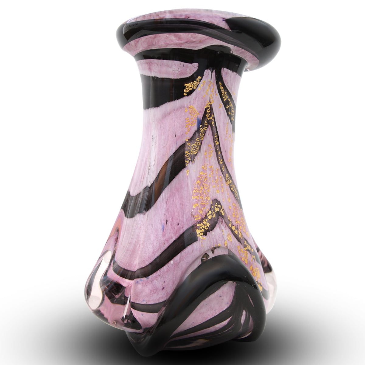 Jean-Claude Novaro- Handmade Glass "Striped Vase Pink and Black"
