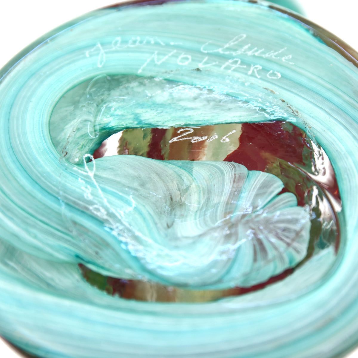 Jean-Claude Novaro- Handmade Glass "Flat Handle Vase, Lime & Yellow"