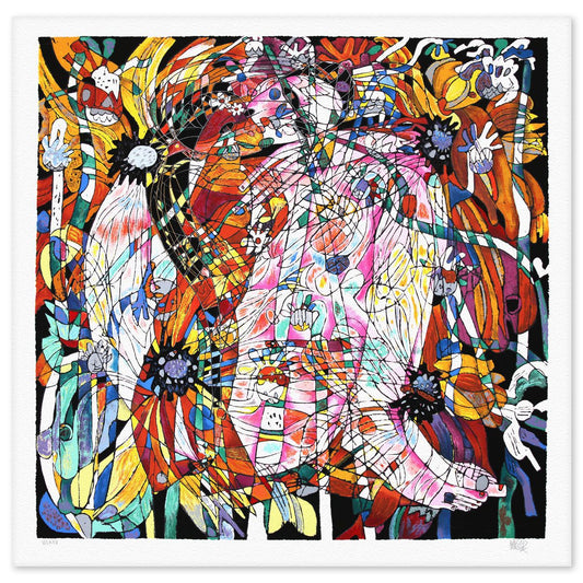 Jian Tie Feng- Silkscreen "Blossoming Flowers"