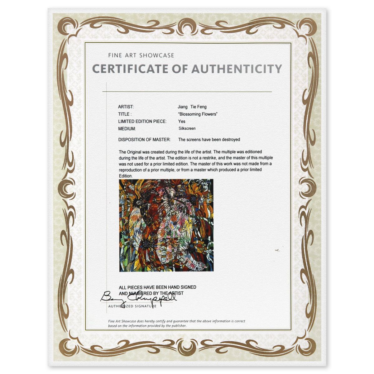 Jian Tie Feng- Silkscreen "Blossoming Flowers"