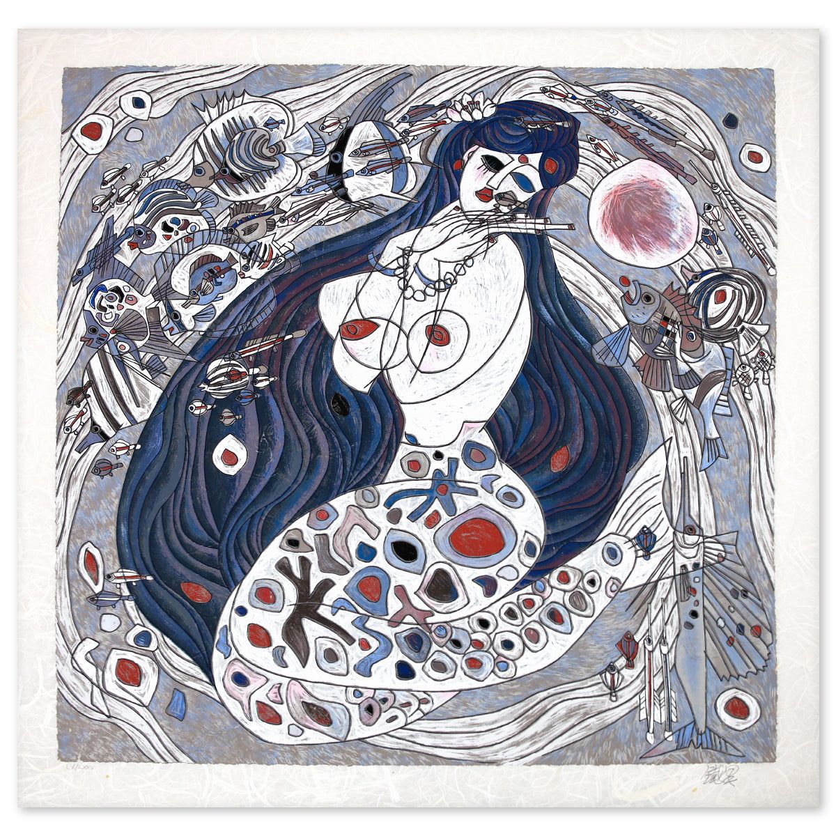 Jian Tie Feng- Silkscreen "White Mermaid"