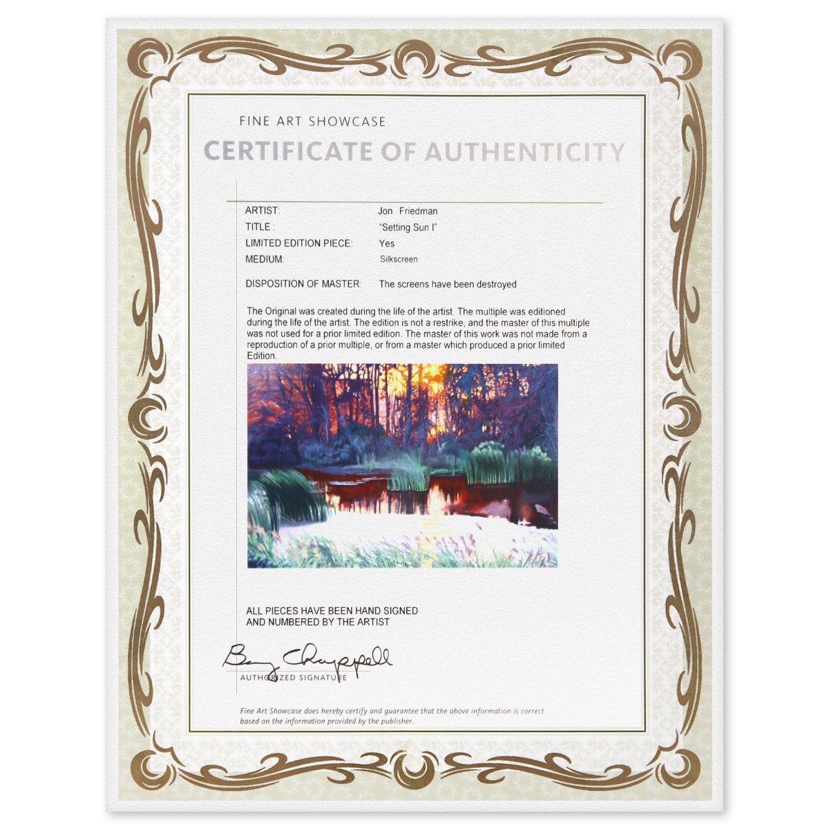 Jon Friedman- Serigraph "Setting Sun l"