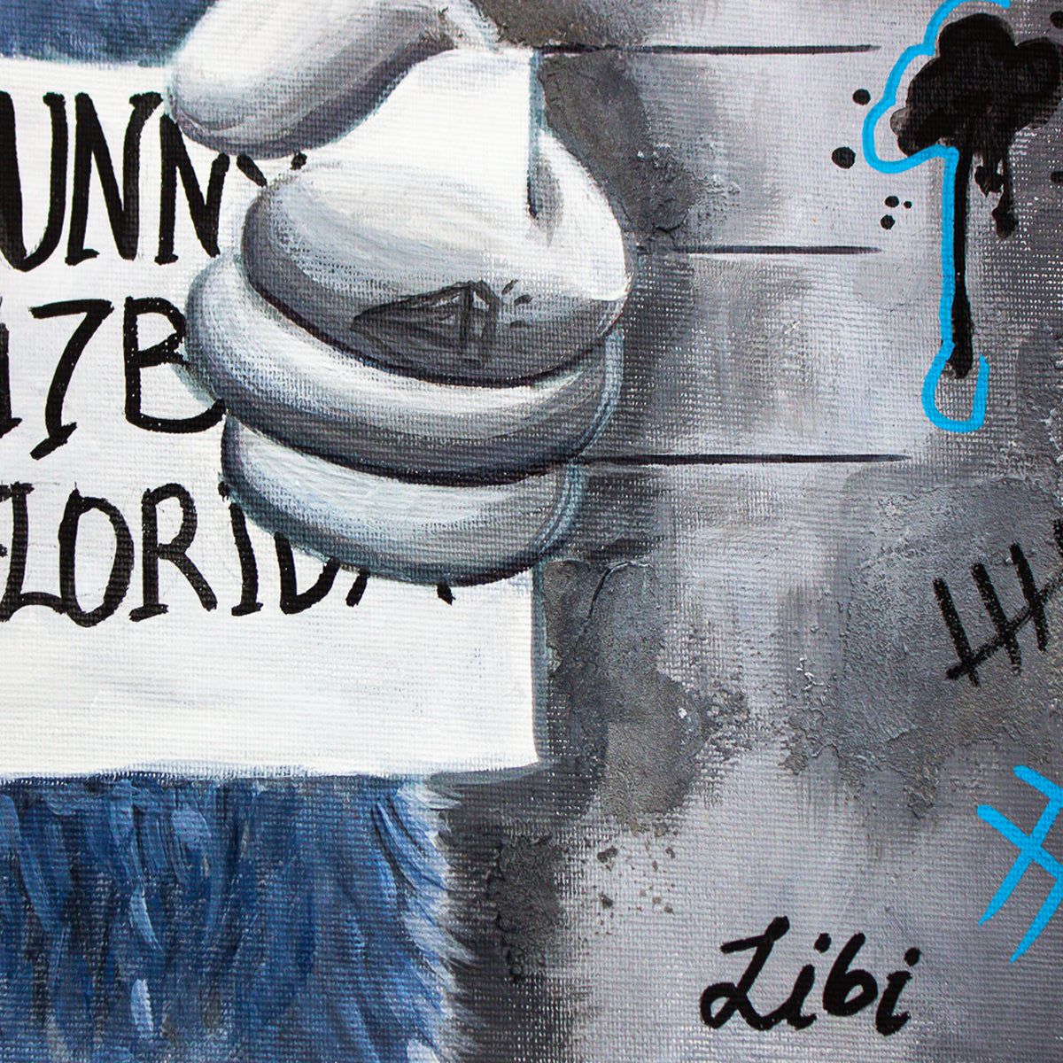 Libi- Original Acrylic on Canvas "Angry Bunny"