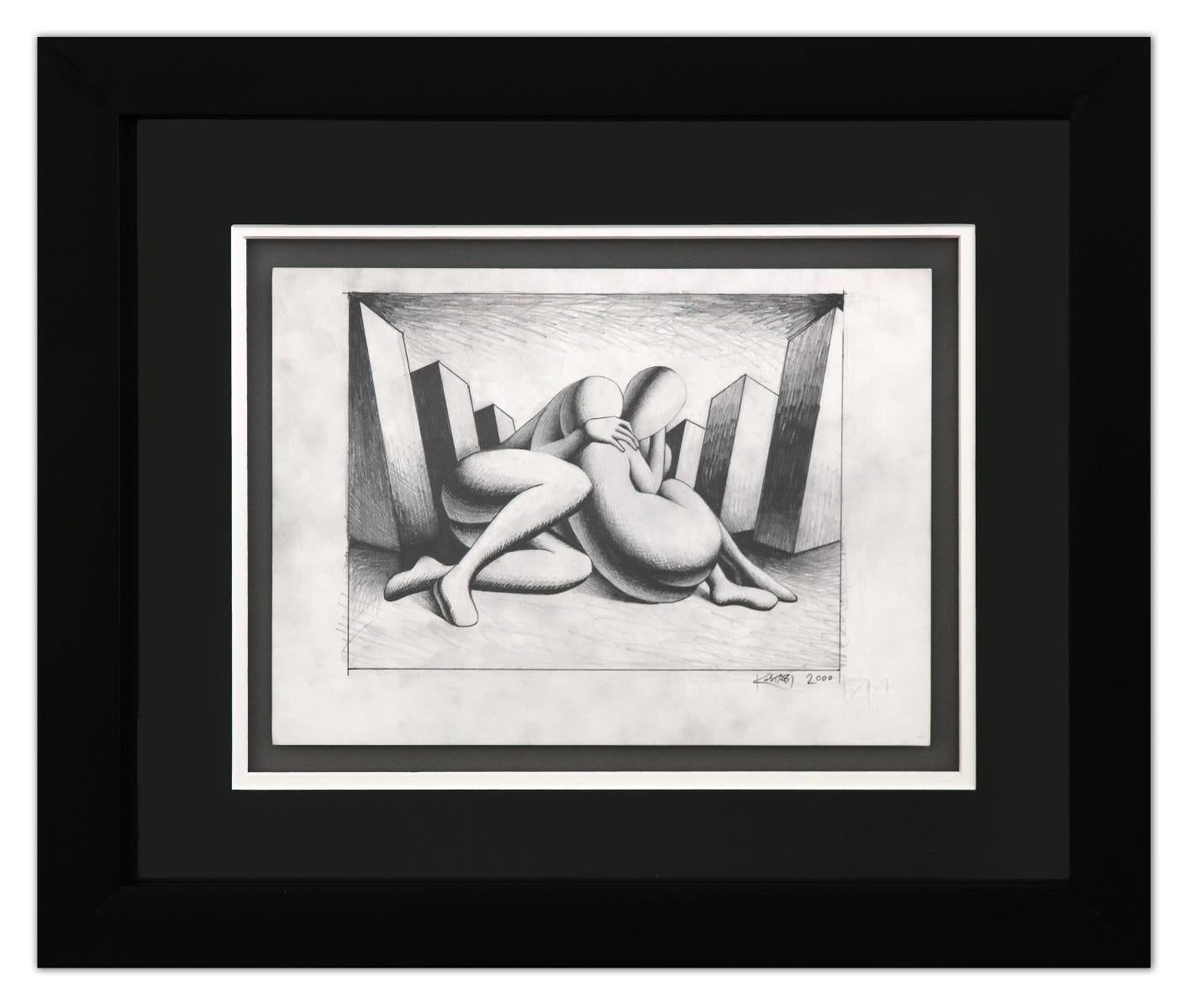 Mark Kostabi- Original Drawing on Paper "Peerless Devotion"