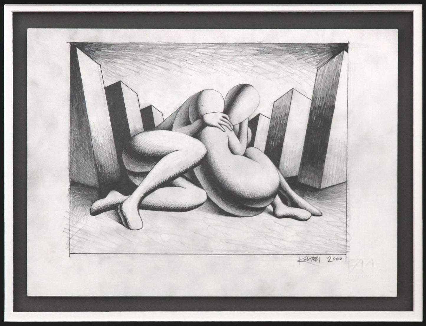 Mark Kostabi- Original Drawing on Paper "Peerless Devotion"