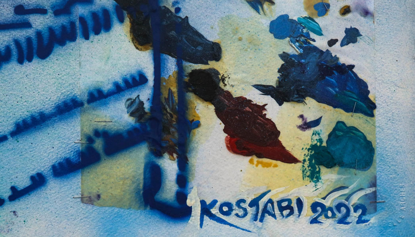 Mark Kostabi- Original Mixed Media on Paper "Tipping High, 2022"