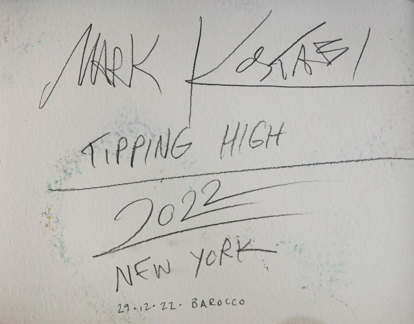 Mark Kostabi- Original Mixed Media on Paper "Tipping High, 2022"