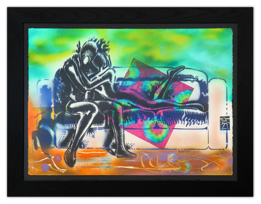 Mark Kostabi- Original Mixed Media on Paper "On Board, 2022"