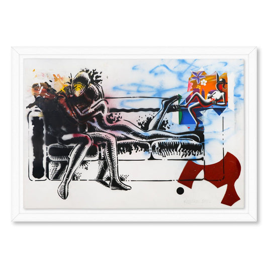 Mark Kostabi- Original Mixed Media on Paper "Dreams and Desires"