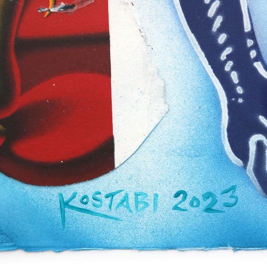 Mark Kostabi- Original Mixed Media on Paper "Echos of Tomorrow"