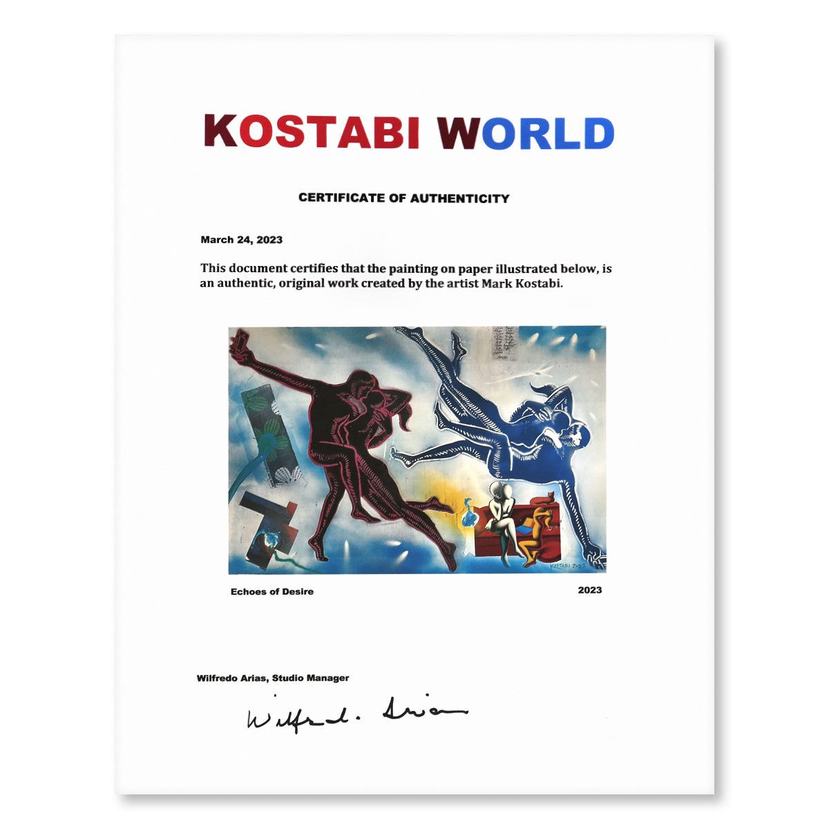 Mark Kostabi- Original Mixed Media on Paper "Echos of Tomorrow"