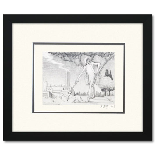 Mark Kostabi- Original Drawing on Paper "Human Nature's Resilience"