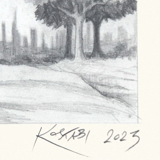 Mark Kostabi- Original Drawing on Paper "Human Nature's Resilience"