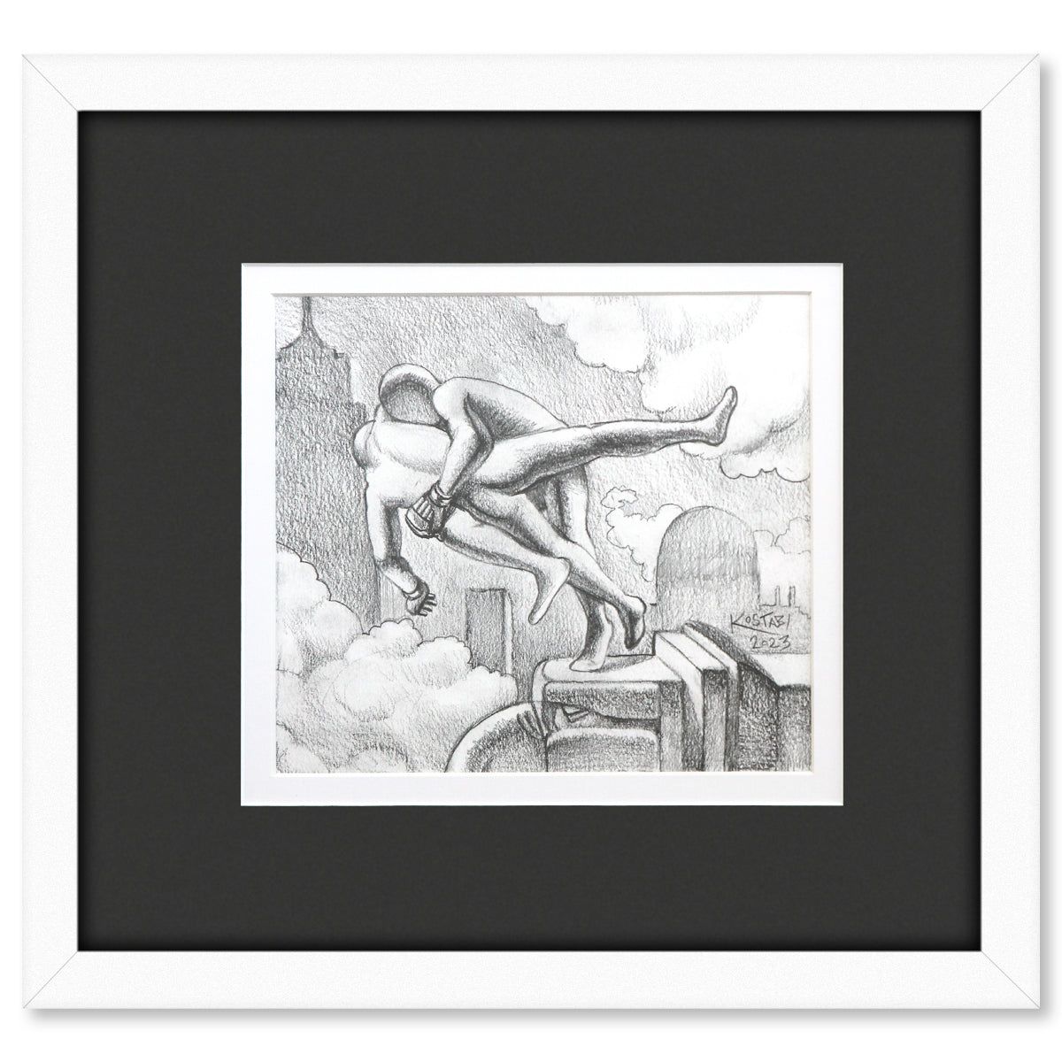 Mark Kostabi- Original Drawing on Paper "The Edge of Discovery"
