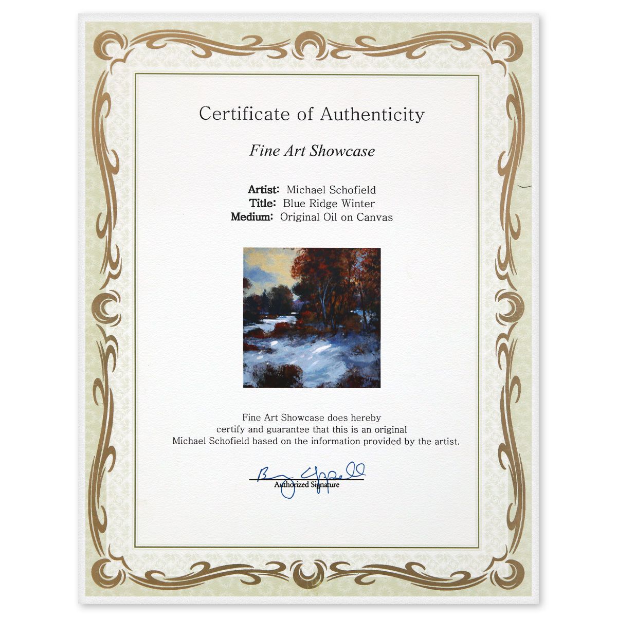 Michael Schofield- Original Oil on Canvas "Blue Ridge Winter"