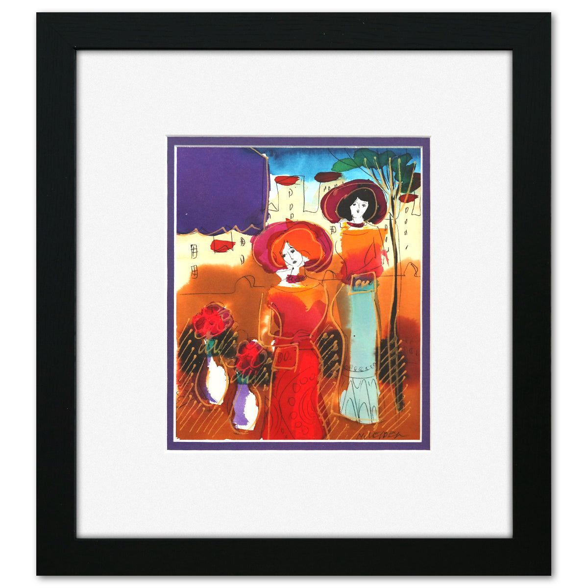 Moshe Leider- Original Mixed Media Watercolor Painting "Untitled"