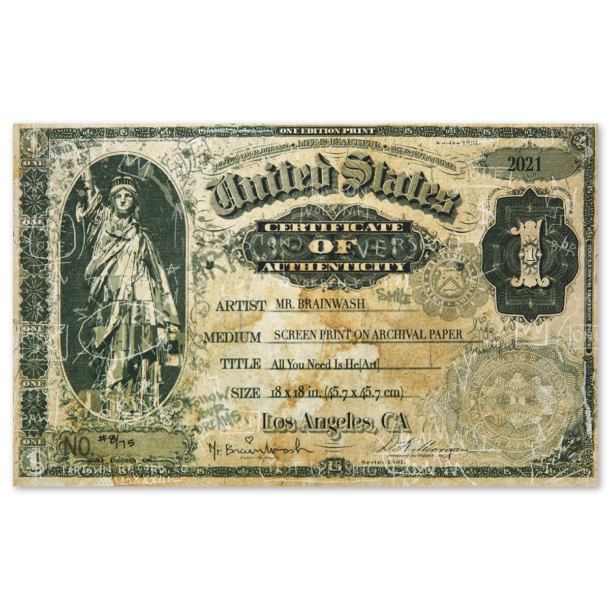 Mr Brainwash- 4-Color Silkscreen on Paper "All You Need Is He[Art], 2021"