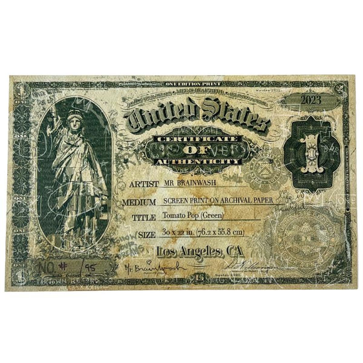 Mr. Brainwash- Unique and Hand-Finished Silk Screen "Tomato Pop (Green)"