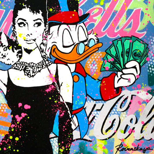 Nastya Rovenskaya- Original Oil on Canvas "Money With Elegance"
